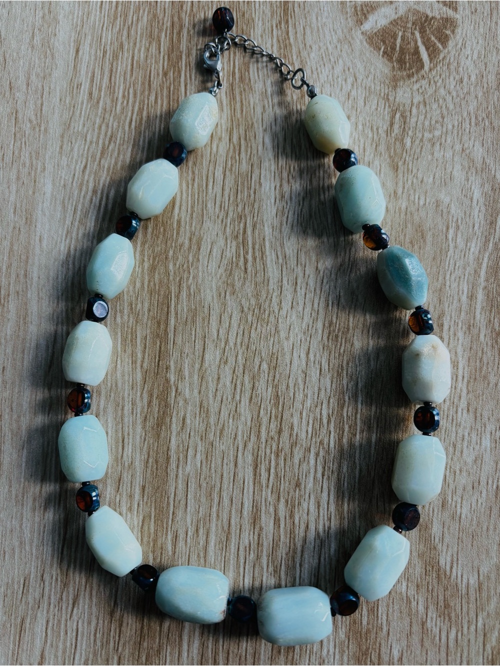 Large Natural Jade and Deep Topaz Necklace